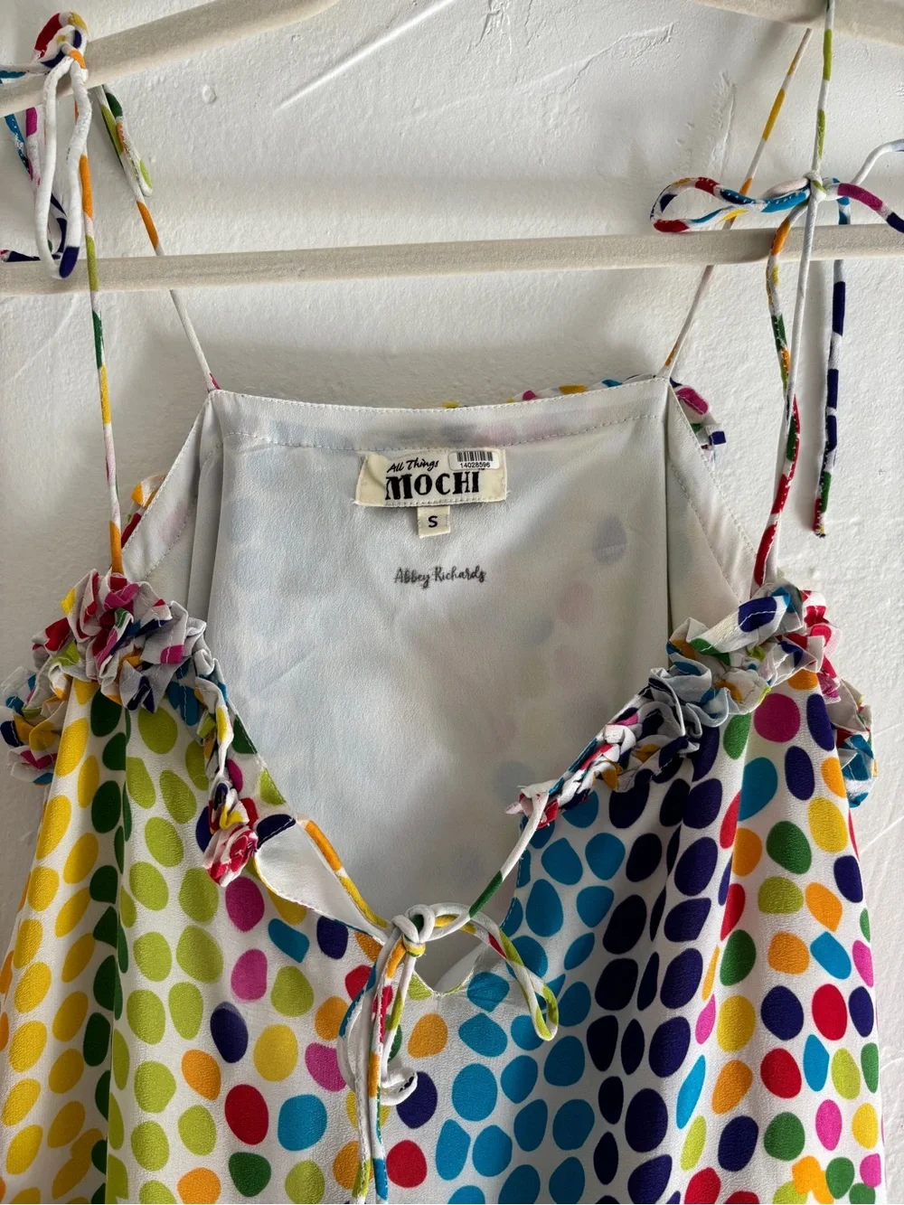 Tie-Shoulder Multi-Color Polka Dot Mini Dress - Picture 3 of 3
